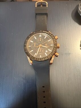 Men's Black and Rose Gold Chronograph Watch - Unknown Brand